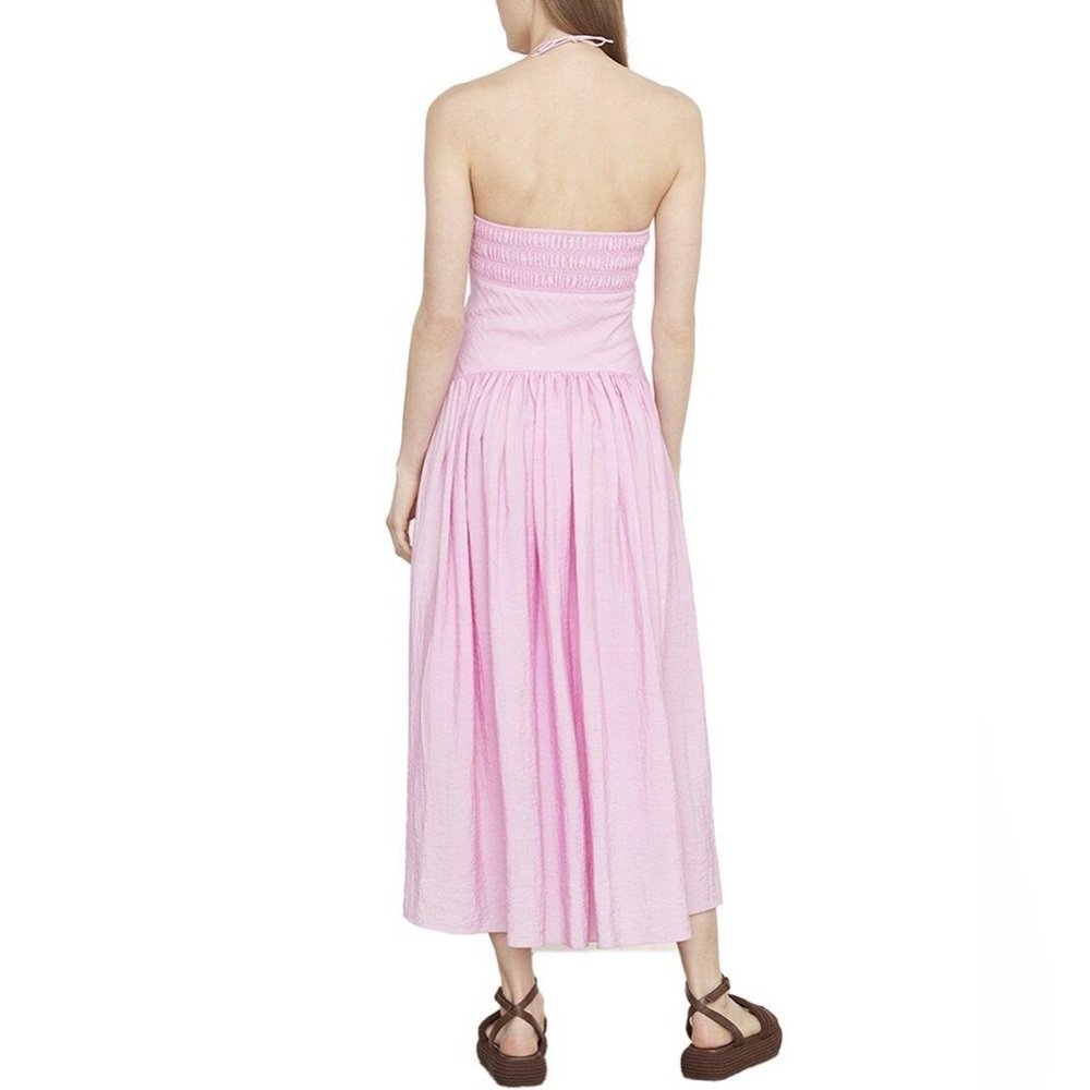 NWT $445 Vince Ruched Sweetheart Halter Ties Midi Dress - Picture 3 of 6